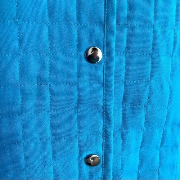 Briggs New York Turquoise Teal Quilted Snap Button Up Collared Jacket 16 Petite - Picture 8 of 12